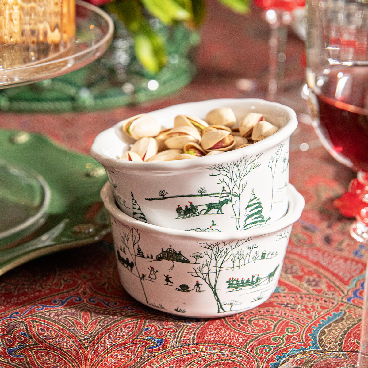 Country Estate Winter Frolic Ramekin in Evergreen