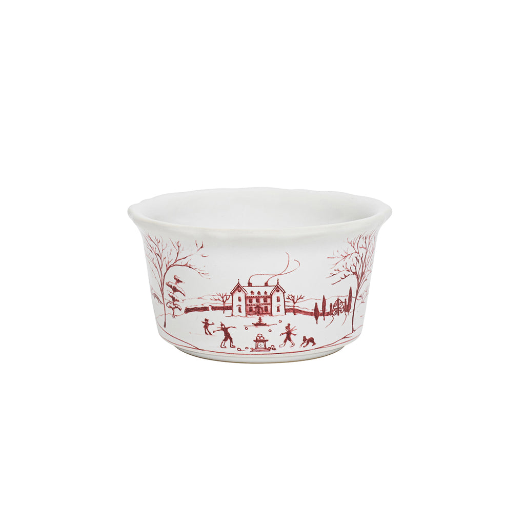 Country Estate Winter Frolic Ramekin in Ruby