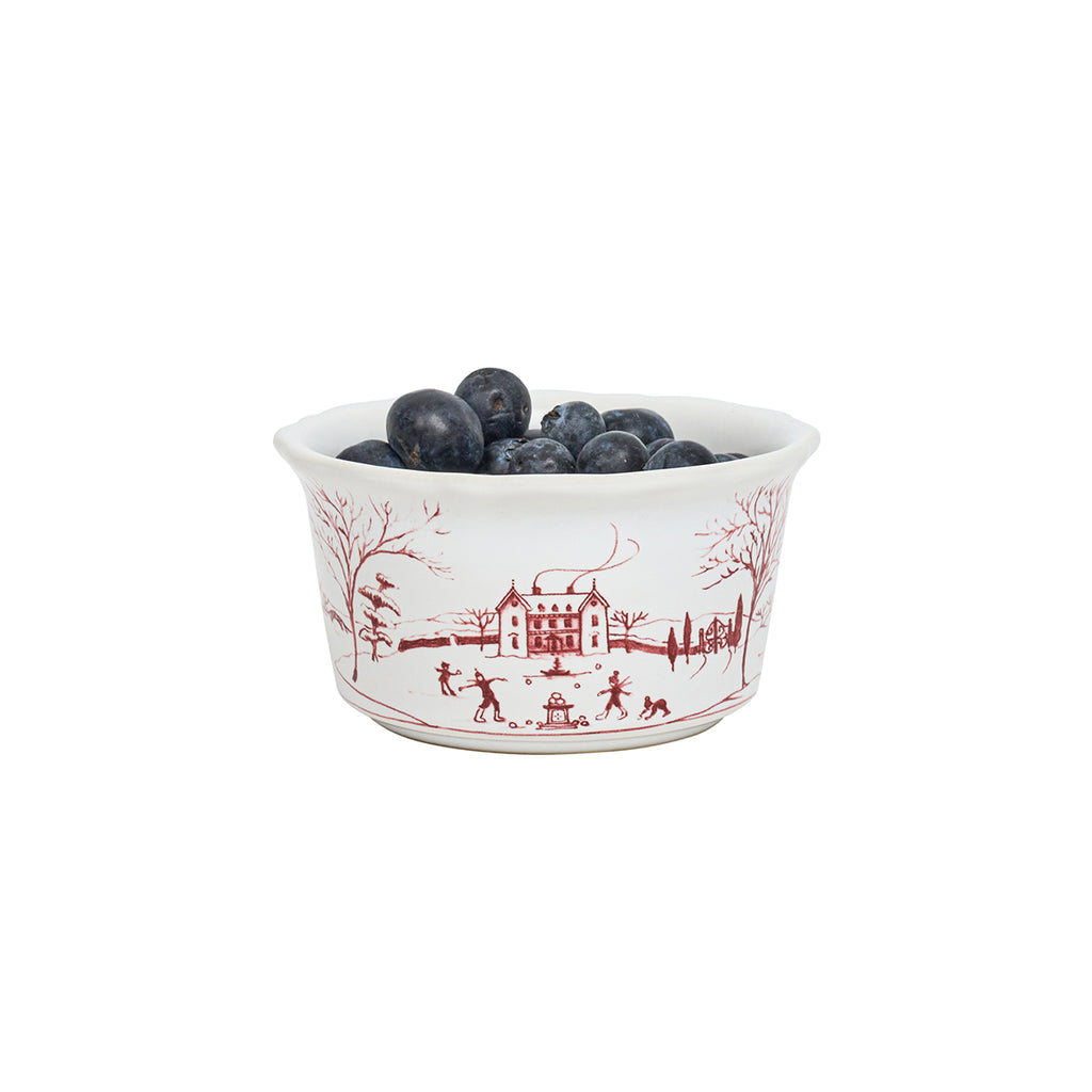 Country Estate Winter Frolic Ramekin in Ruby
