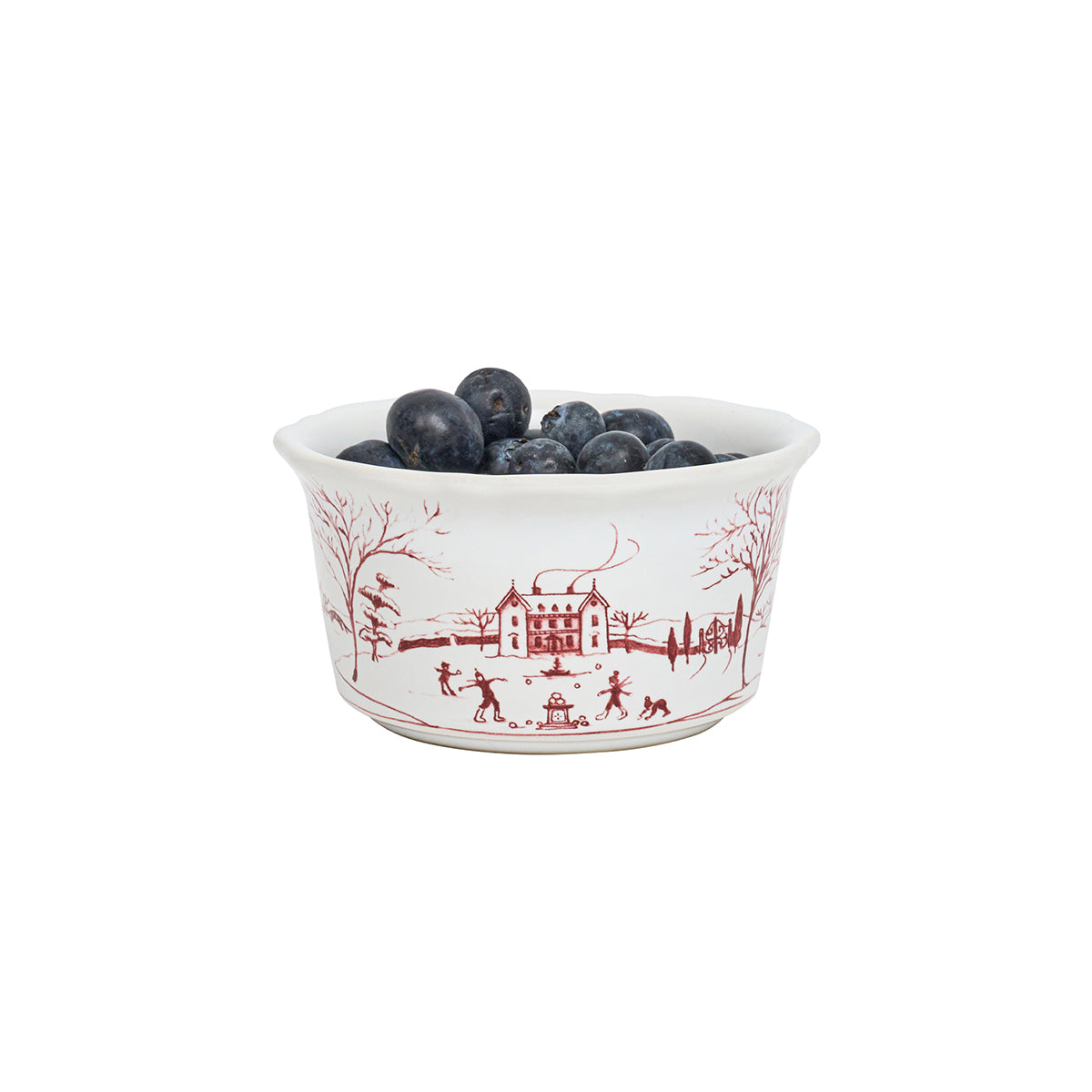 Country Estate Winter Frolic Ramekin in Ruby