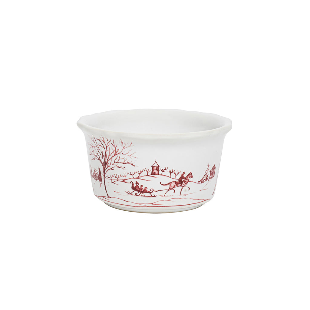 Country Estate Winter Frolic Ramekin in Ruby