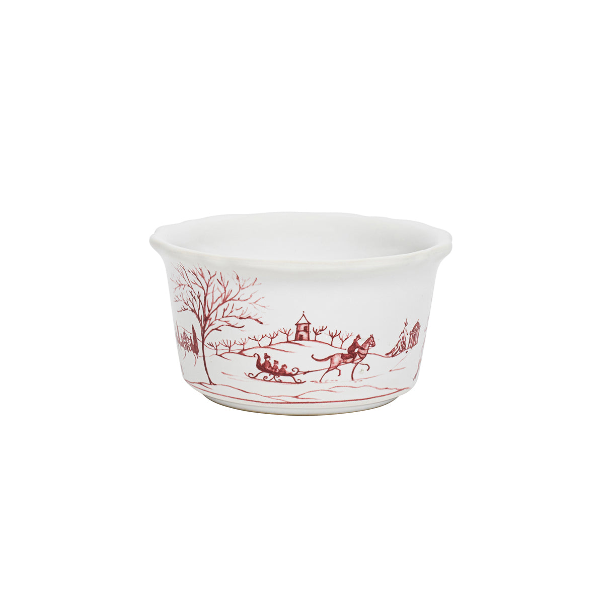 Country Estate Winter Frolic Ramekin in Ruby