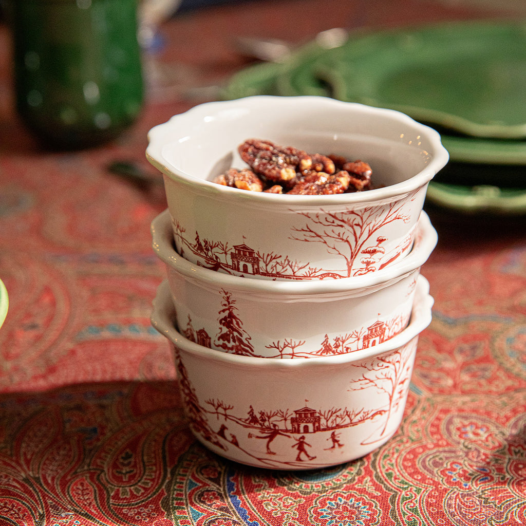 Country Estate Winter Frolic Ramekin in Ruby