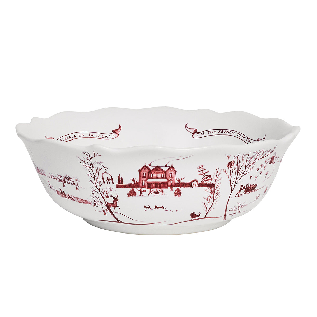 Country Estate Winter Frolic 11" Serving Bowl in Ruby