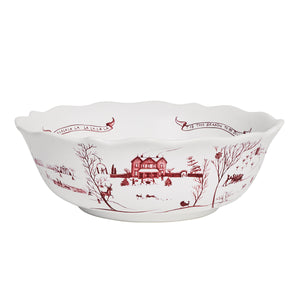 Country Estate Winter Frolic 11" Serving Bowl in Ruby