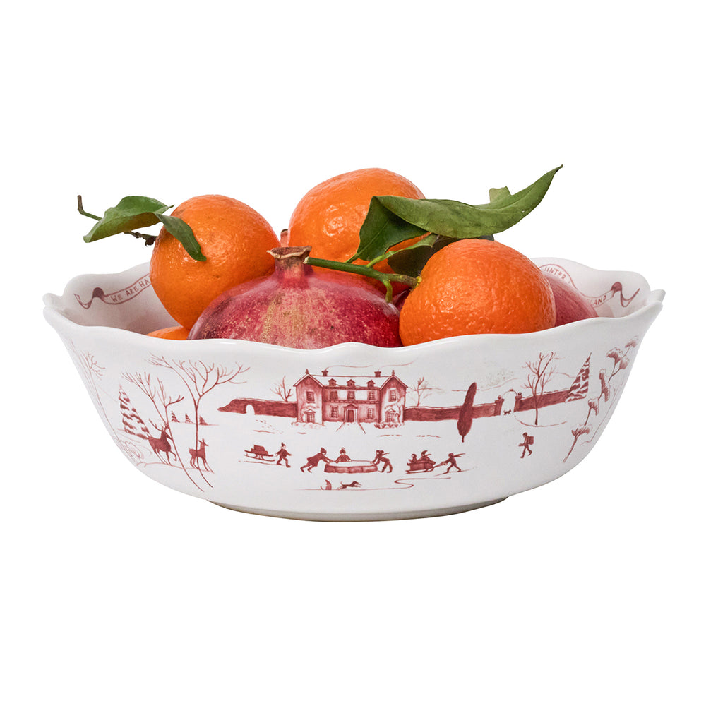 Country Estate Winter Frolic 11" Serving Bowl in Ruby