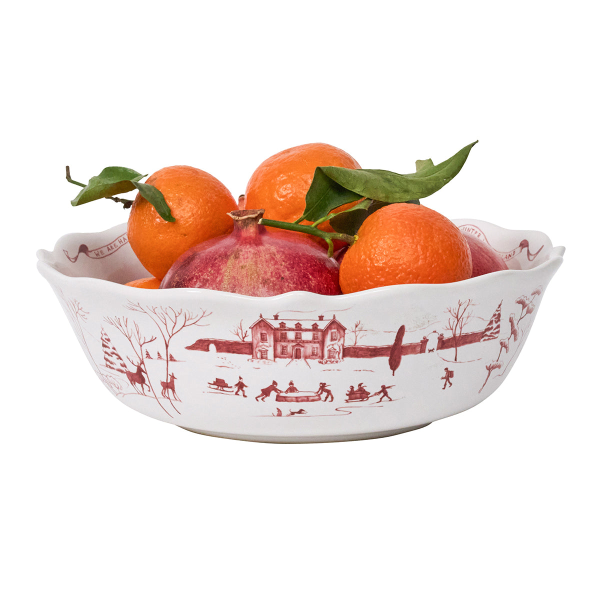Country Estate Winter Frolic 11" Serving Bowl in Ruby
