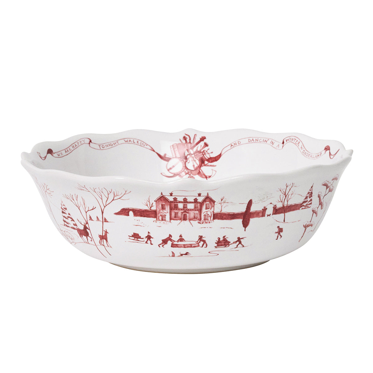 Country Estate Winter Frolic 11" Serving Bowl in Ruby