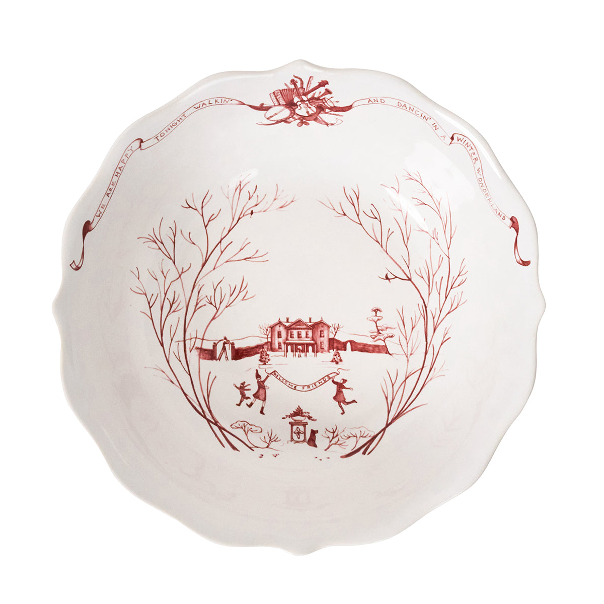 Country Estate Winter Frolic 11" Serving Bowl in Ruby