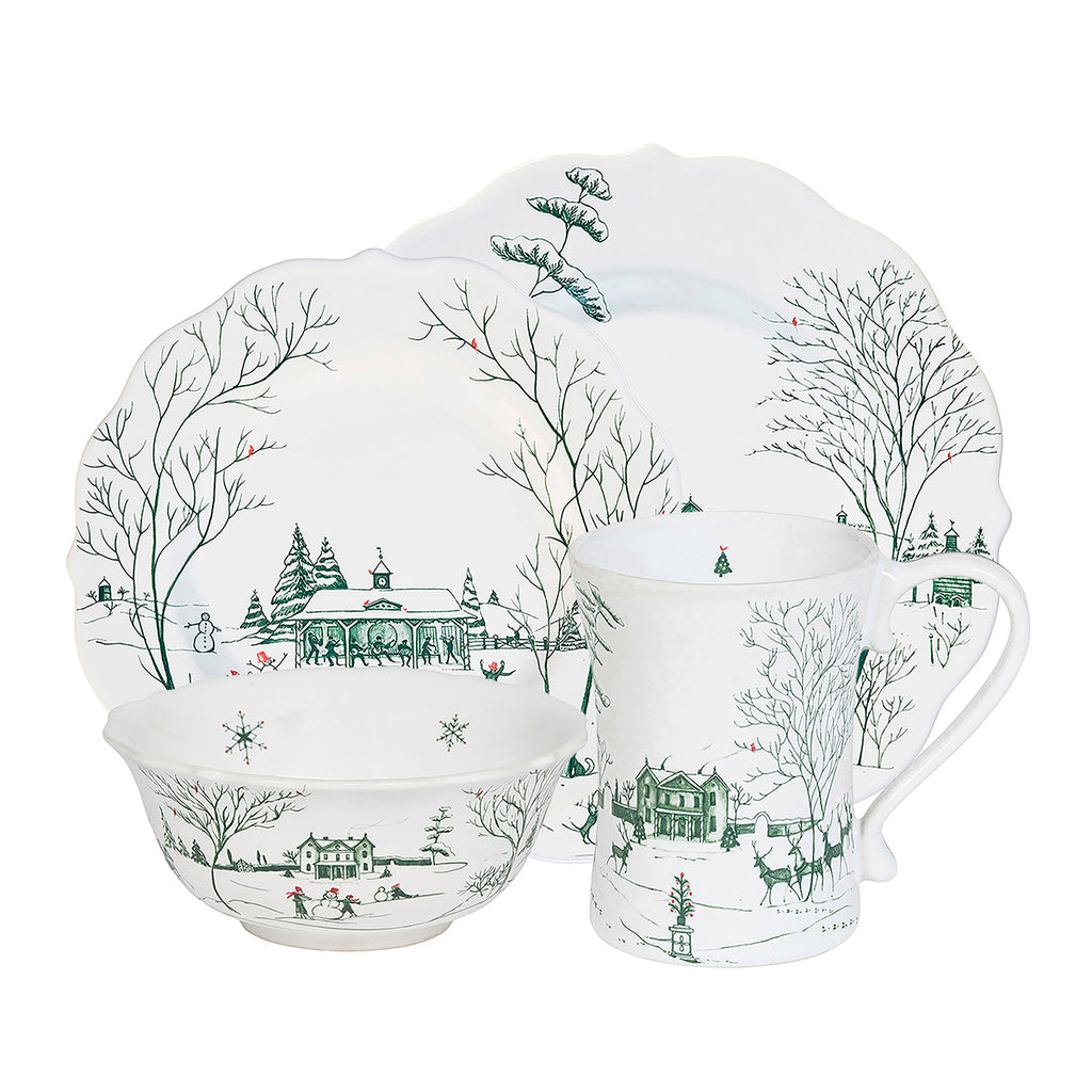 Country Estate Winter Frolic Place Setting in Evergreen, Set of 4