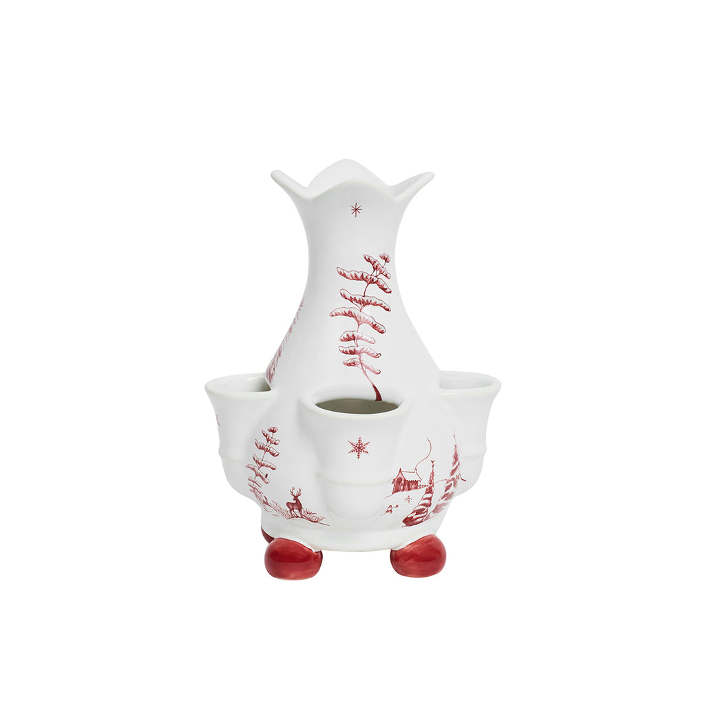 Country Estate Winter Frolic 6" Tulipiere Vase in Ruby