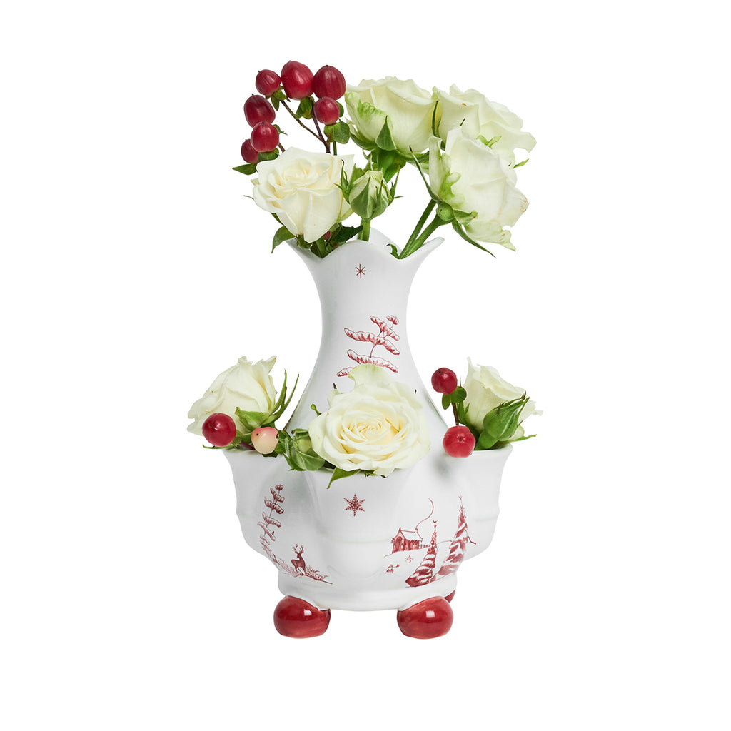 Country Estate Winter Frolic 6" Tulipiere Vase in Ruby
