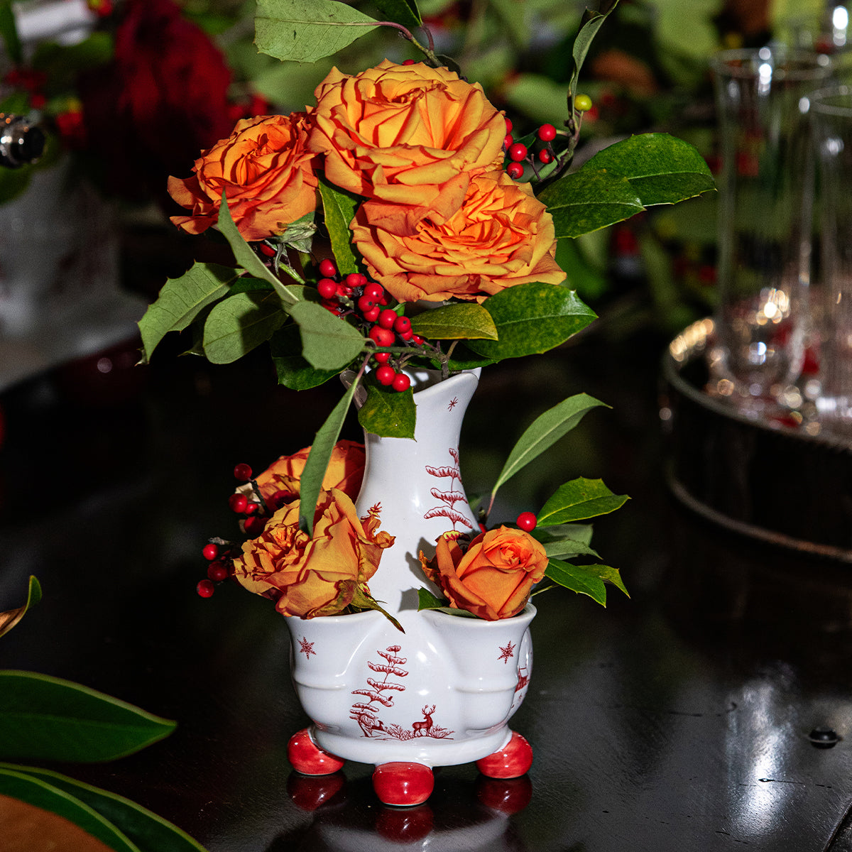 Country Estate Winter Frolic 6" Tulipiere Vase in Ruby
