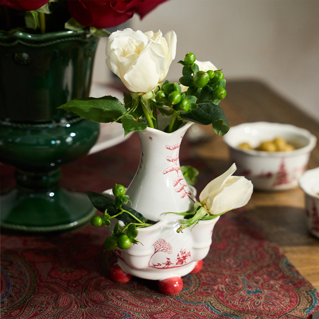 Country Estate Winter Frolic 6" Tulipiere Vase in Ruby