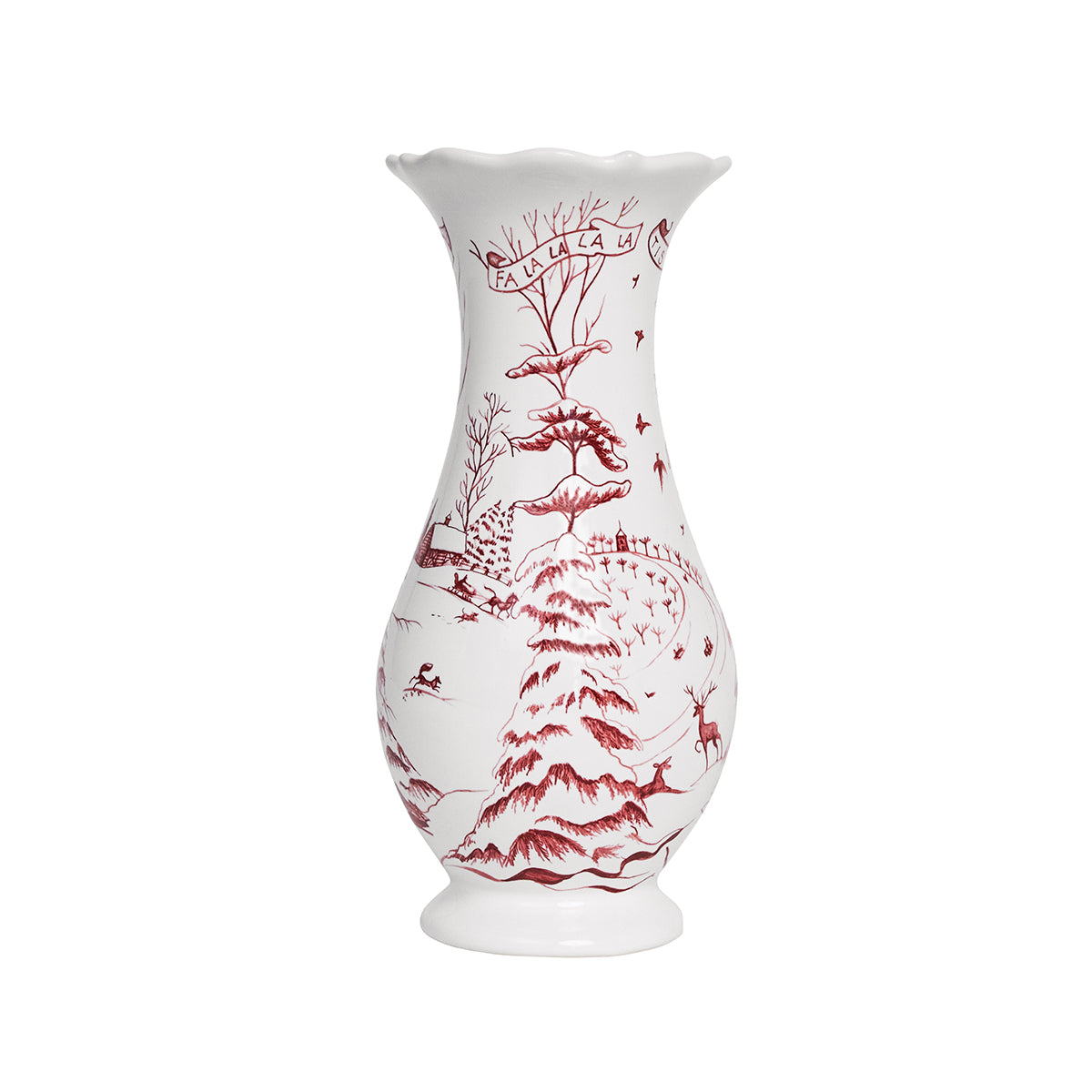 Country Estate Winter Frolic 9" Vase in Ruby