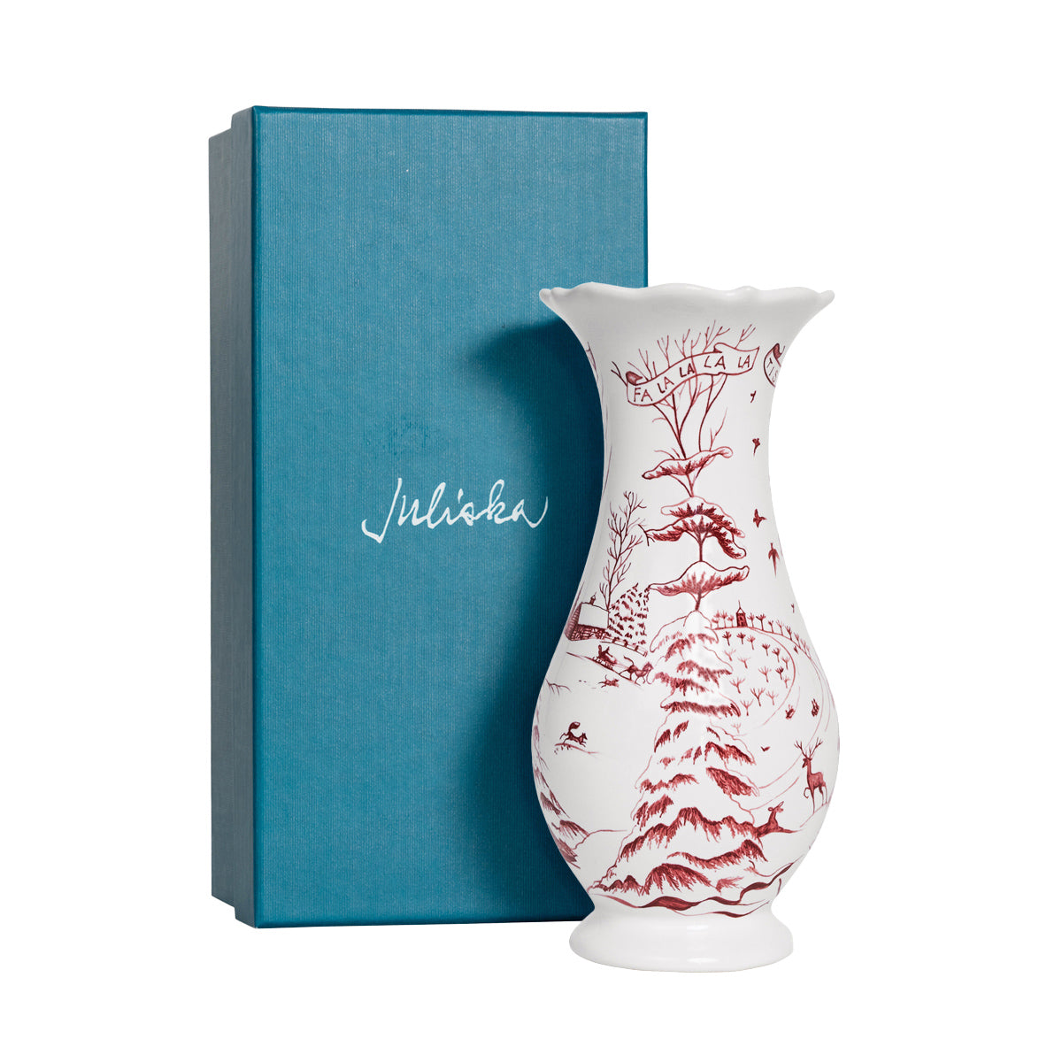 Country Estate Winter Frolic 9" Vase in Ruby
