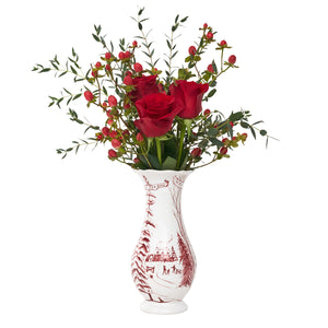 Country Estate Winter Frolic 9" Vase in Ruby