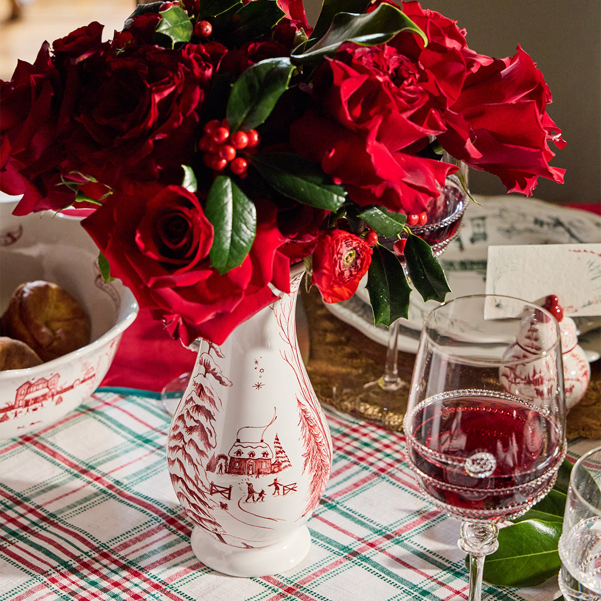 Country Estate Winter Frolic 9" Vase in Ruby