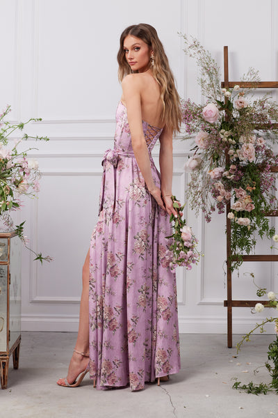 purple floral bridesmaid dresses Lavender Floral Bridesmaid Dress Spaghetti Strap Wedding Gown Prom Dre  SD  Dresscode & Fashiontrends
