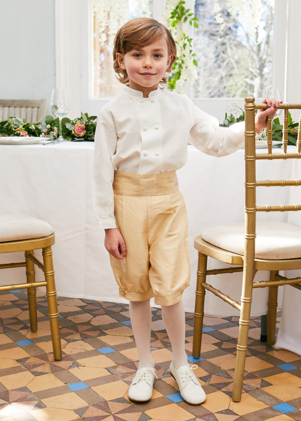 Boy's white double-breasted Mandarin collar shirt (12mths-10yrs) Shirts  from Pepa London