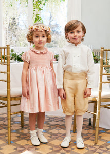 Girls Silk Hand Smocked Celebration Dress in Pink (6mths-10yrs) Dresses from Pepa London
