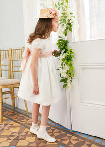 Flower Girl Ivory Dress with Pink Silk Sash (6mths-10yrs) Dresses from Pepa London