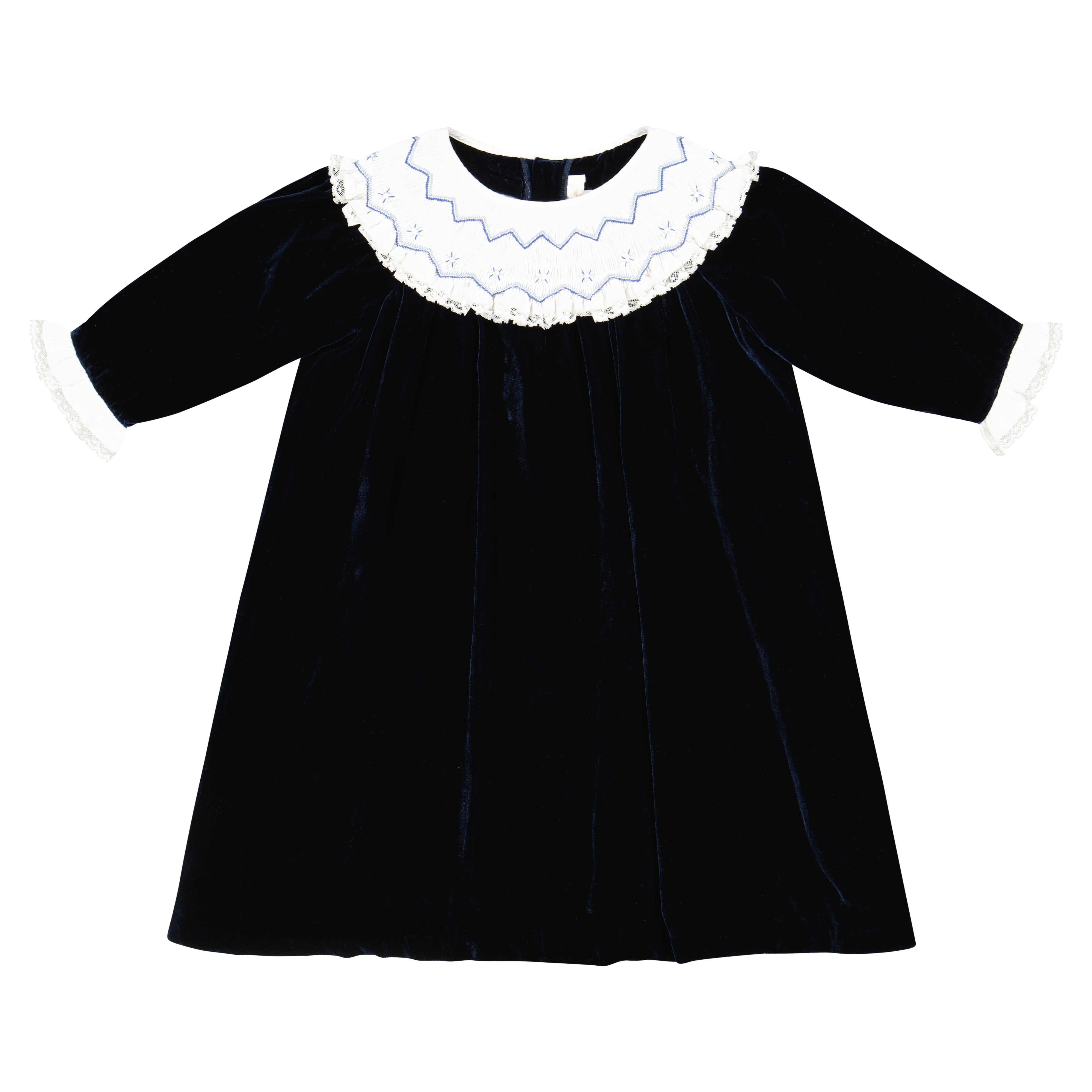 Celeste Navy Velvet Long Sleeve Bishop Dress