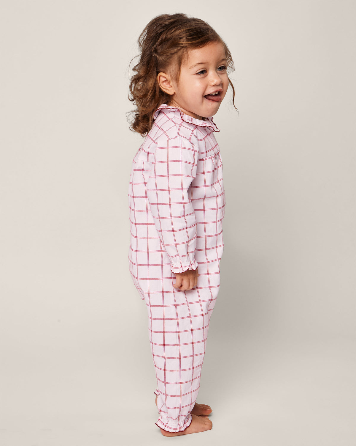 Baby's Twill Madeline Romper in Garnet Tattersall