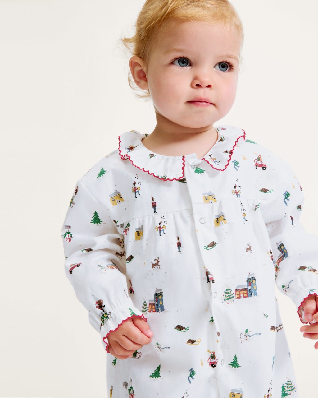 Baby’s Twill Madeline Romper in Holiday Town