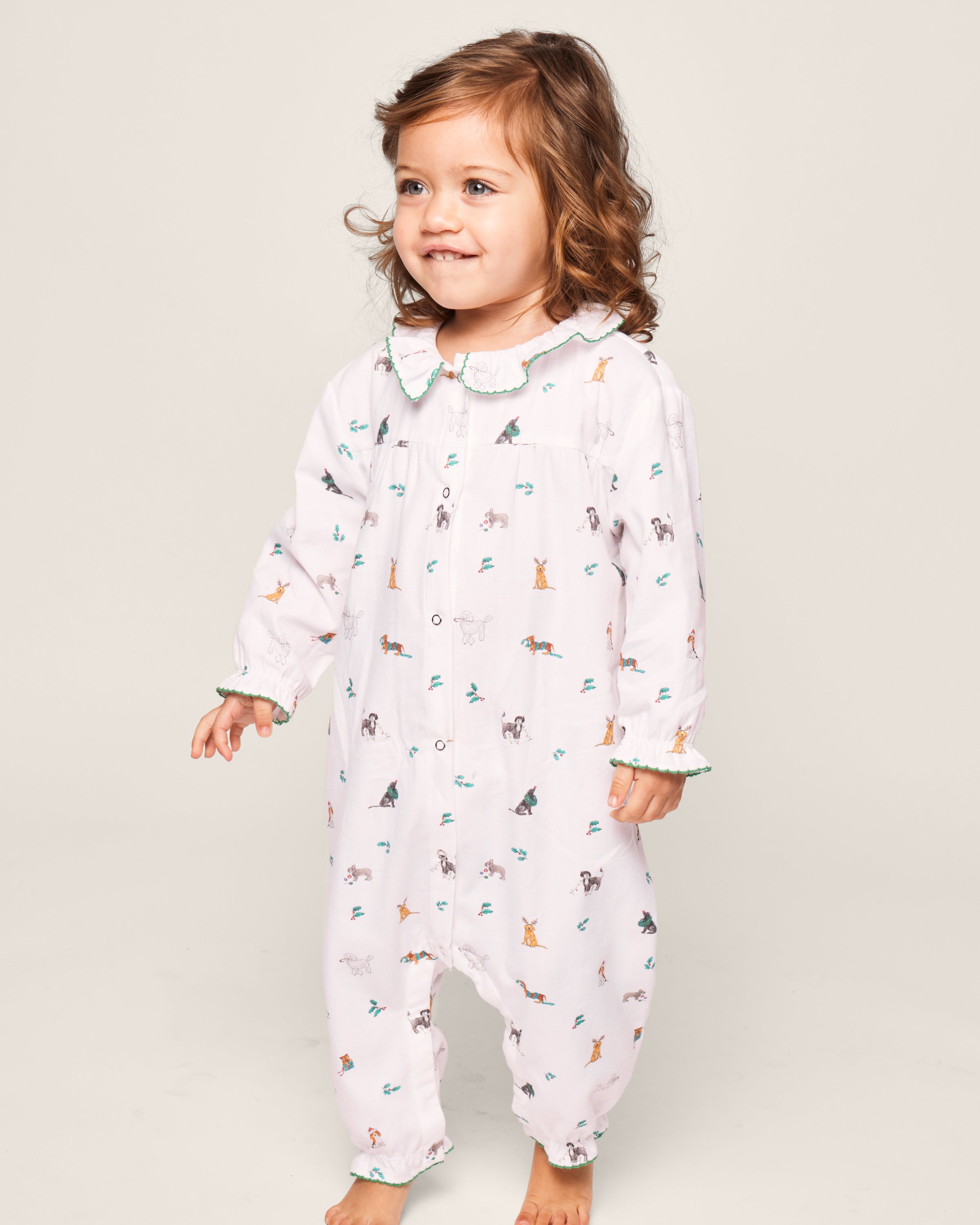 Baby’s Twill Madeline Romper in Jingle Paws