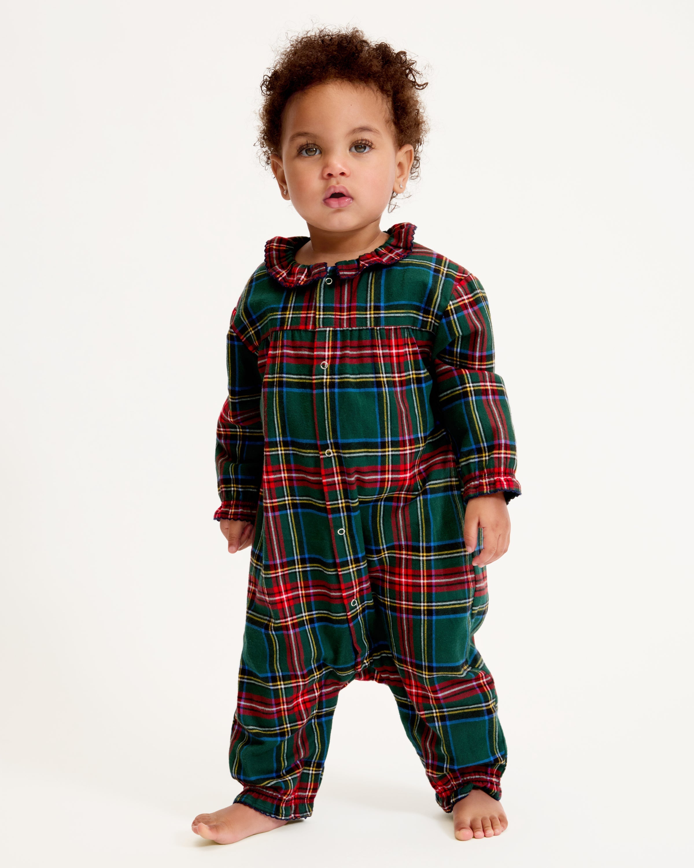 Baby's Brushed Twill Madeline Romper in Kensington Tartan