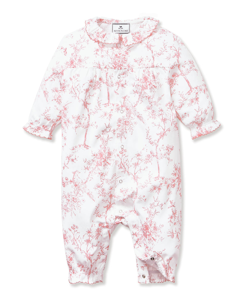 Baby’s Twill Madeline Romper in Pink Timeless Toile