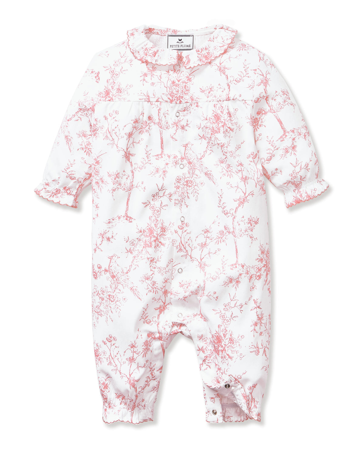 Baby’s Twill Madeline Romper in Pink Timeless Toile