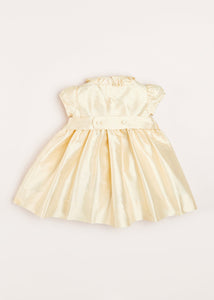 Girls Silk Hand Smocked Celebration Dress in Champagne (6mths-10yrs) Dresses from Pepa London