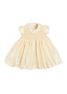 Girls Silk Hand Smocked Celebration Dress in Champagne (6mths-10yrs) Dresses from Pepa London