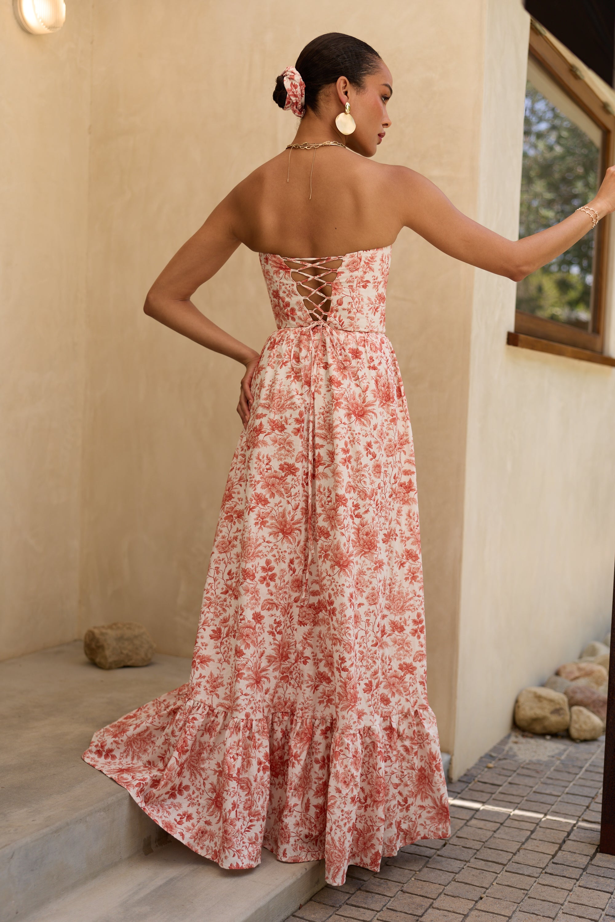 The Charlotte Dress in Red Toile