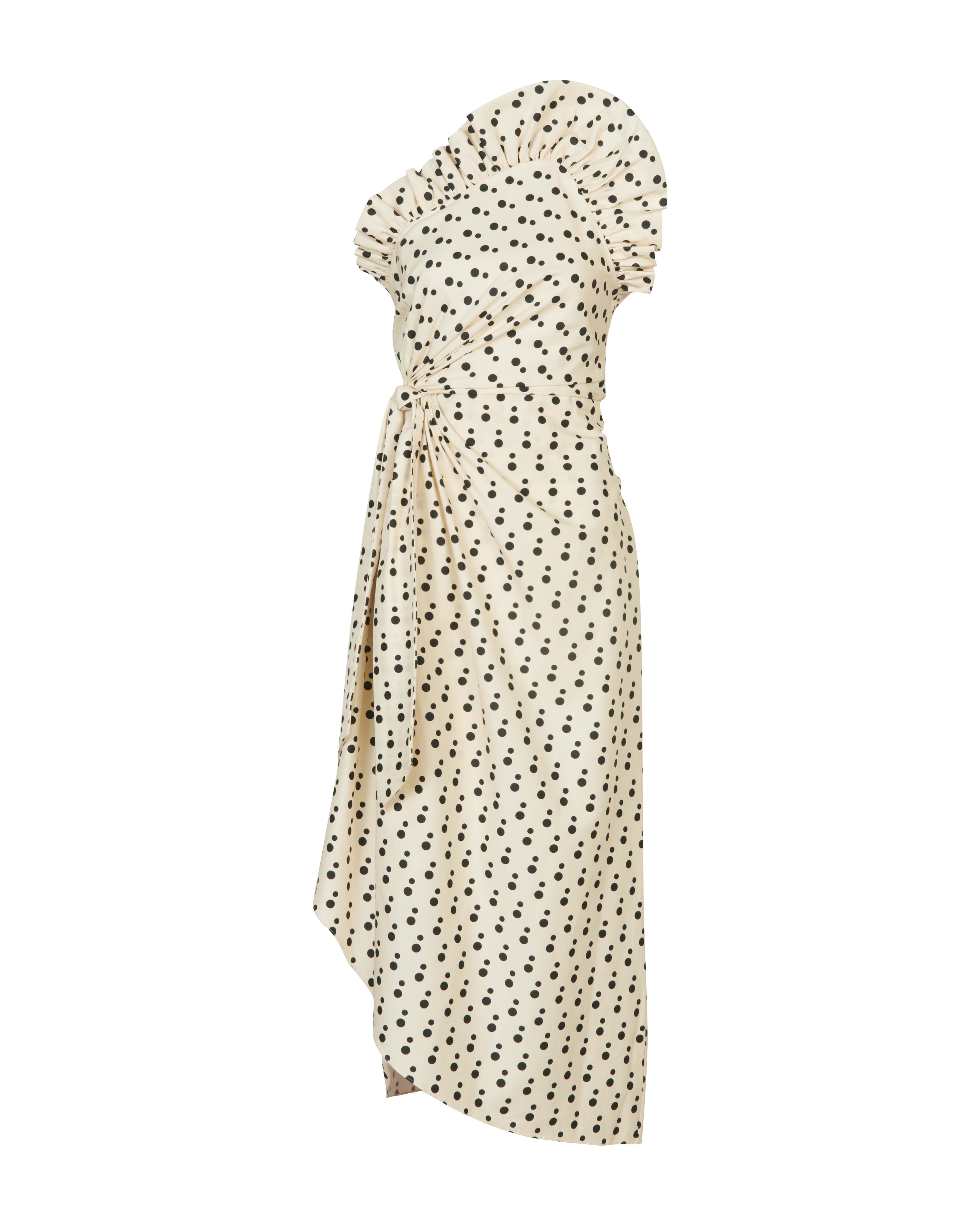 Charlotte Polka Dot Dress in Cream & Noir