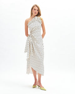 Charlotte Polka Dot Dress in Ivory/Noir