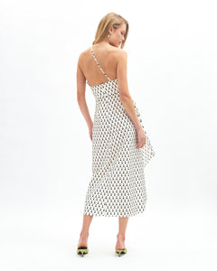 Charlotte Polka Dot Dress in Ivory/Noir