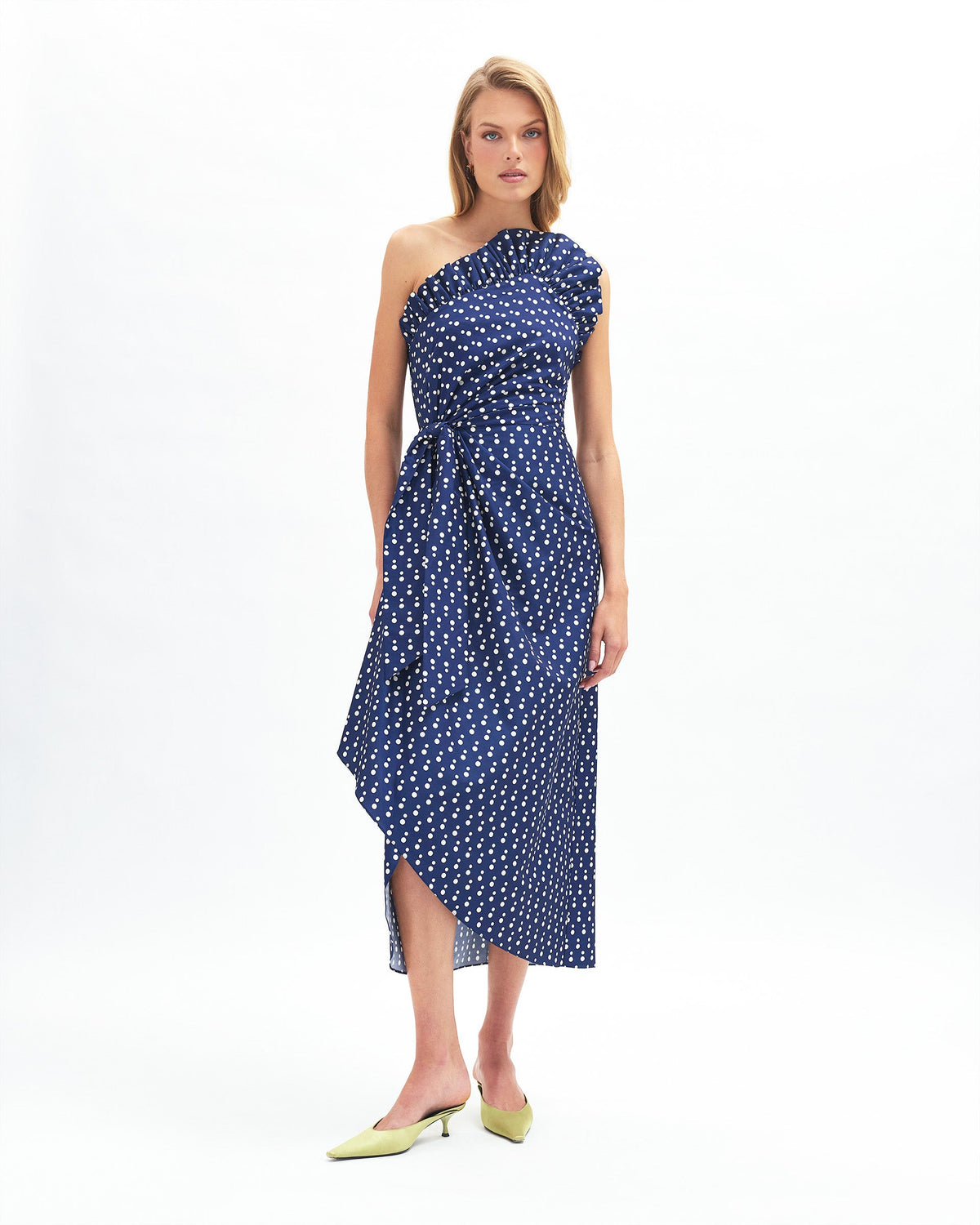Charlotte Polka Dot Dress in Nordic Dusk/Ivory
