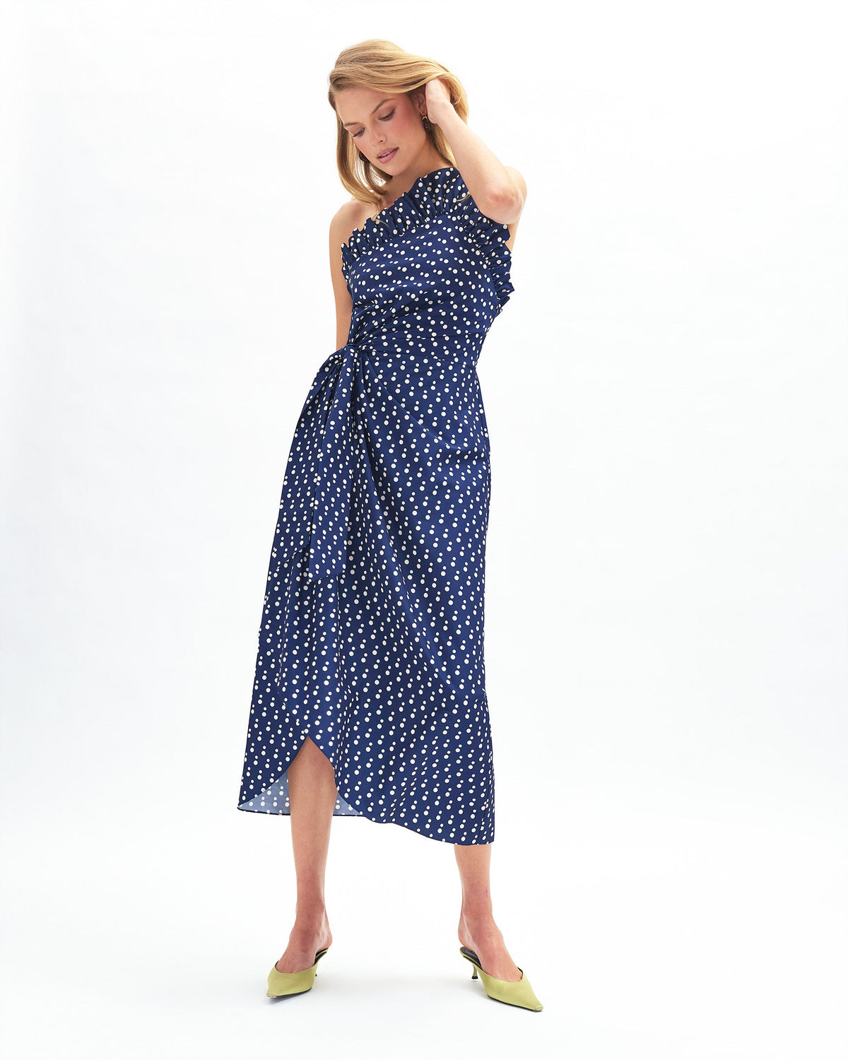 Charlotte Polka Dot Dress in Nordic Dusk/Ivory