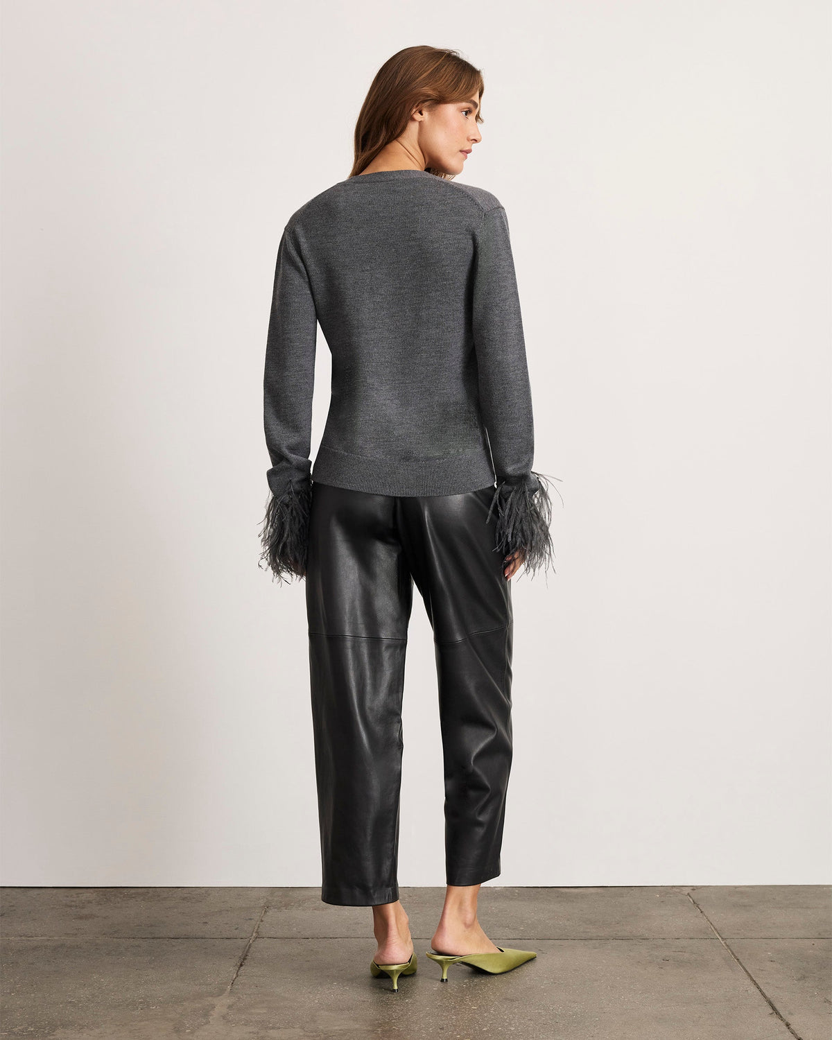 Charlotte Feather Cardigan in Dark Heather Gray