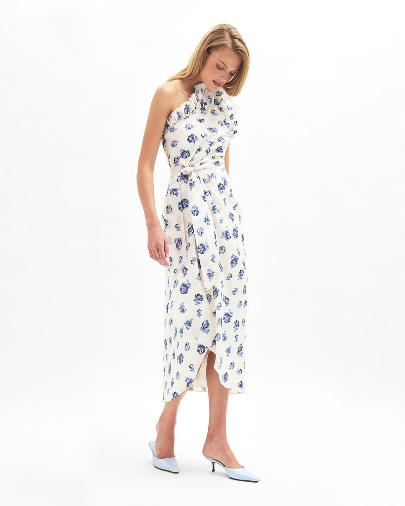 Charlotte Floral Dress in Ivory/Nordic Dusk Multi