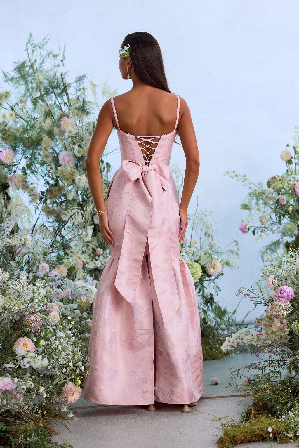 The Cherie Dress in Light Pink Windsor Brocade 4 / Light Pink Windsor Brocade
