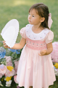 Cherry Pink Short Puff Smocked Dress
