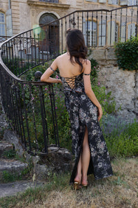 The Cheryl Dress in Black Lilibet Brocade