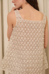 Chloe Tank in Crystal Lattice Embroidery