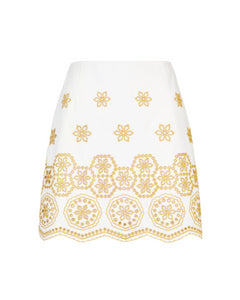 Clarisse Skirt in Ivory & Marigold