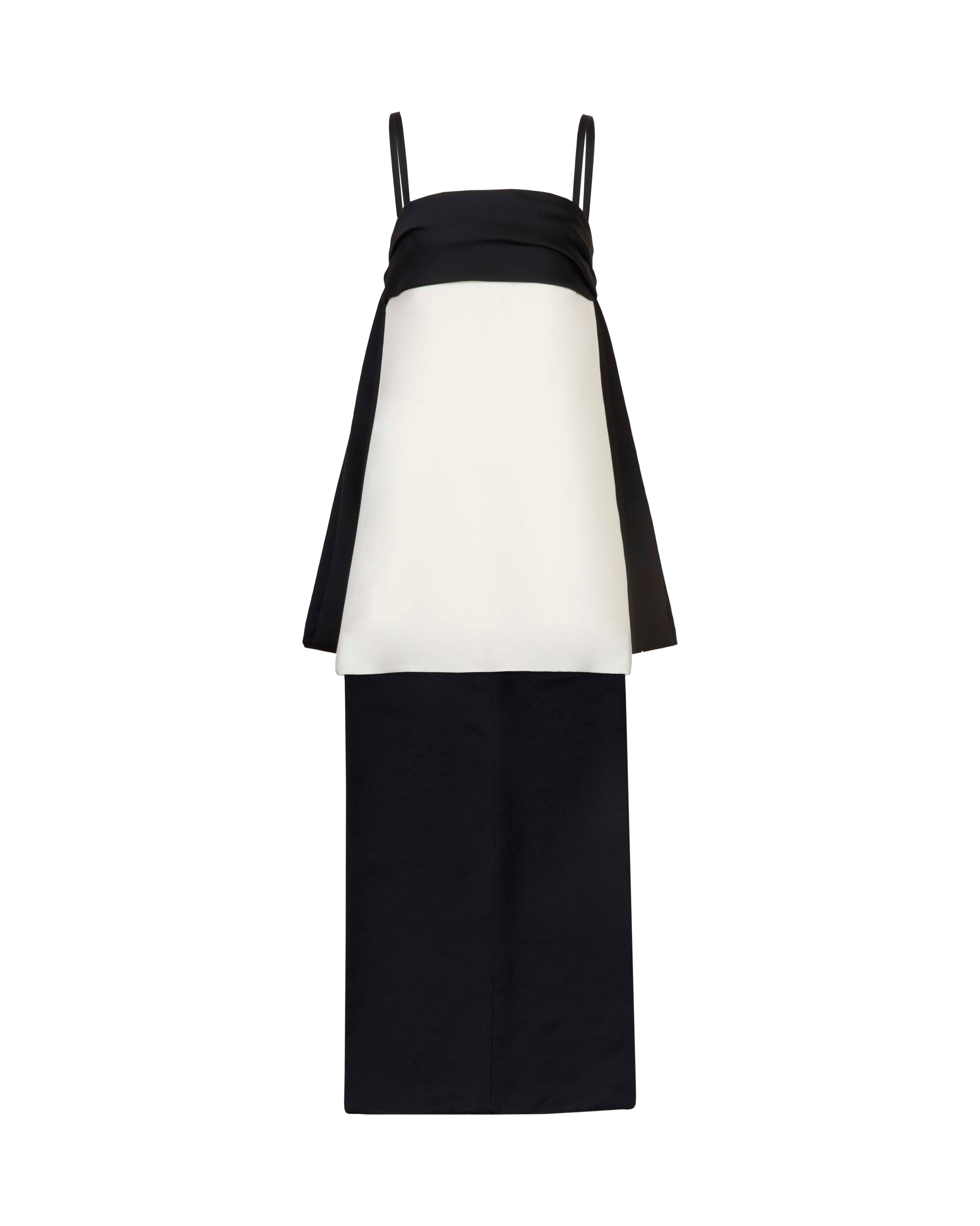 Cleo Mini Dress in Noir & Ivory