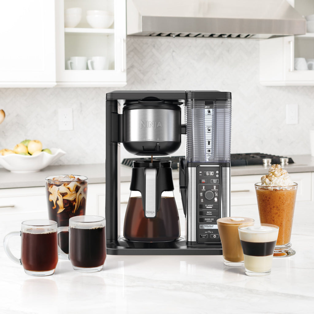 Specialty Coffeemaker with Fold-Away Frother & Glass Carafe